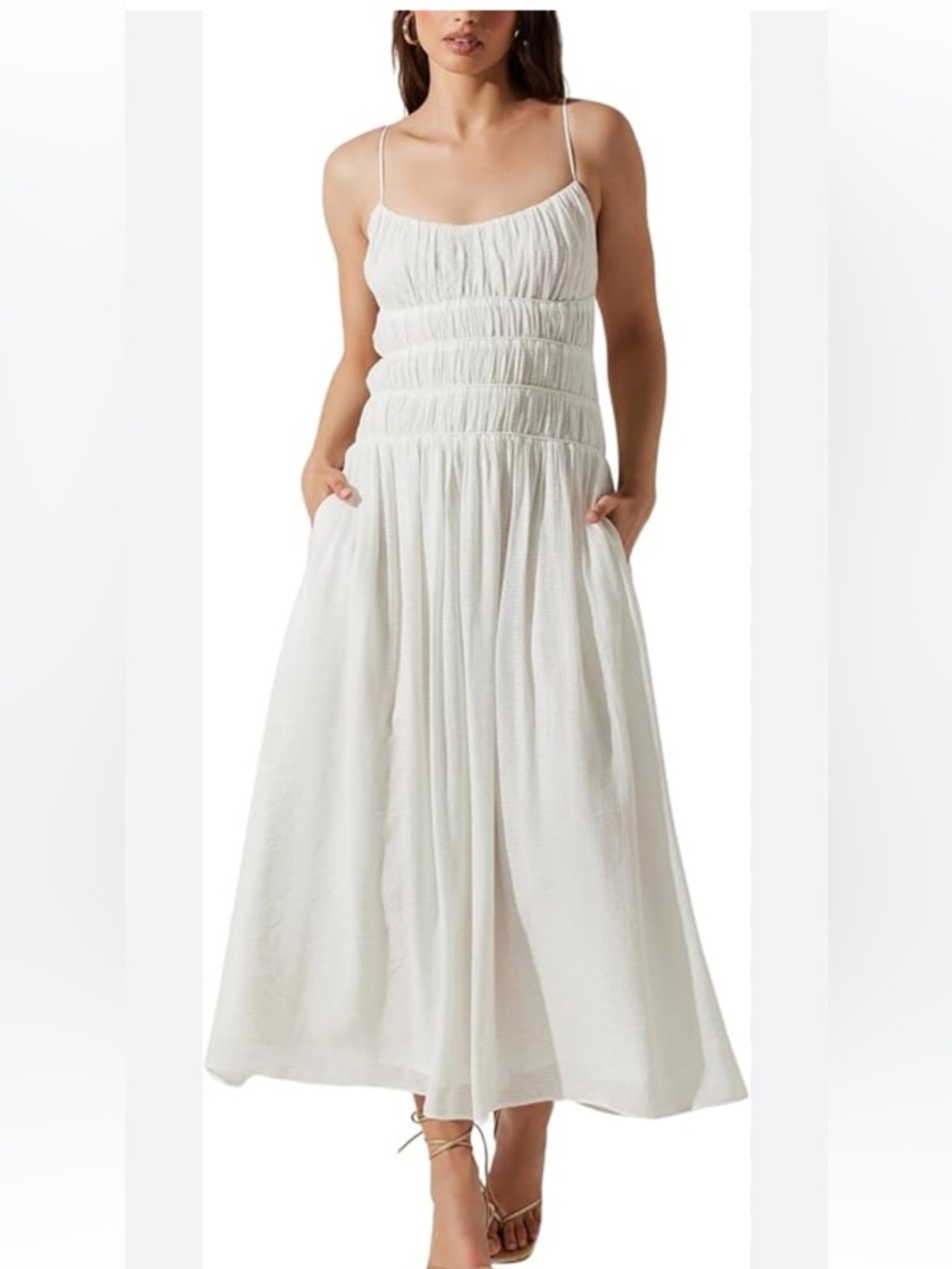ASTR the label Women's Andrina Smocked Bodice Midi Dress size M